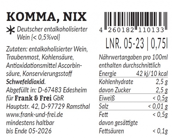 FRANK & FREI "KOMMA, NIX" - alkoholfrei  -